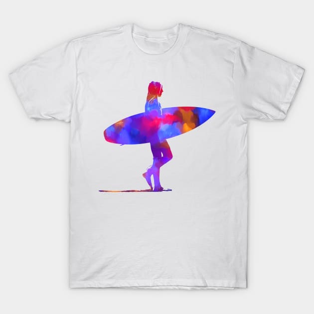Paint Splash Surf Girl T-Shirt by AKdesign